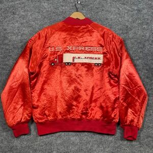 WestArk Vintage Red Satin Bomber Jacket Mens XL US Xpress Safe Driver Award USA